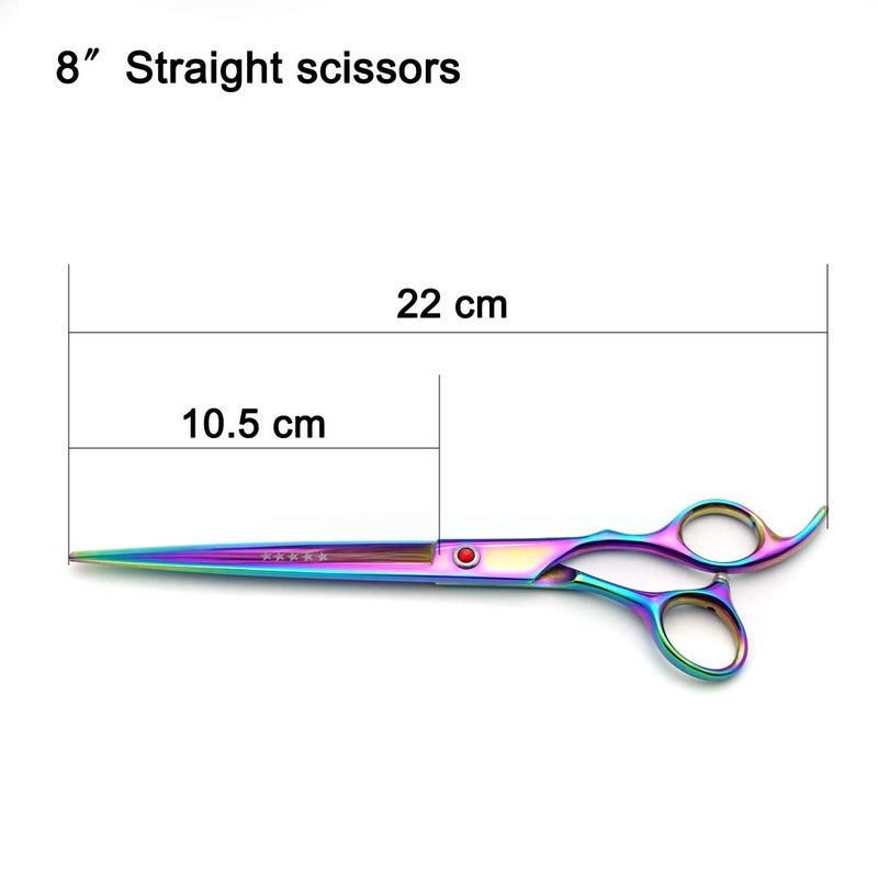 KINGSTAR 8.0in. Professional Pet Grooming Scissors Set,Titatium Plated Straight & Thinning & Curved Scissors Set with Comb,Dog Grooming,A563 - Image 4